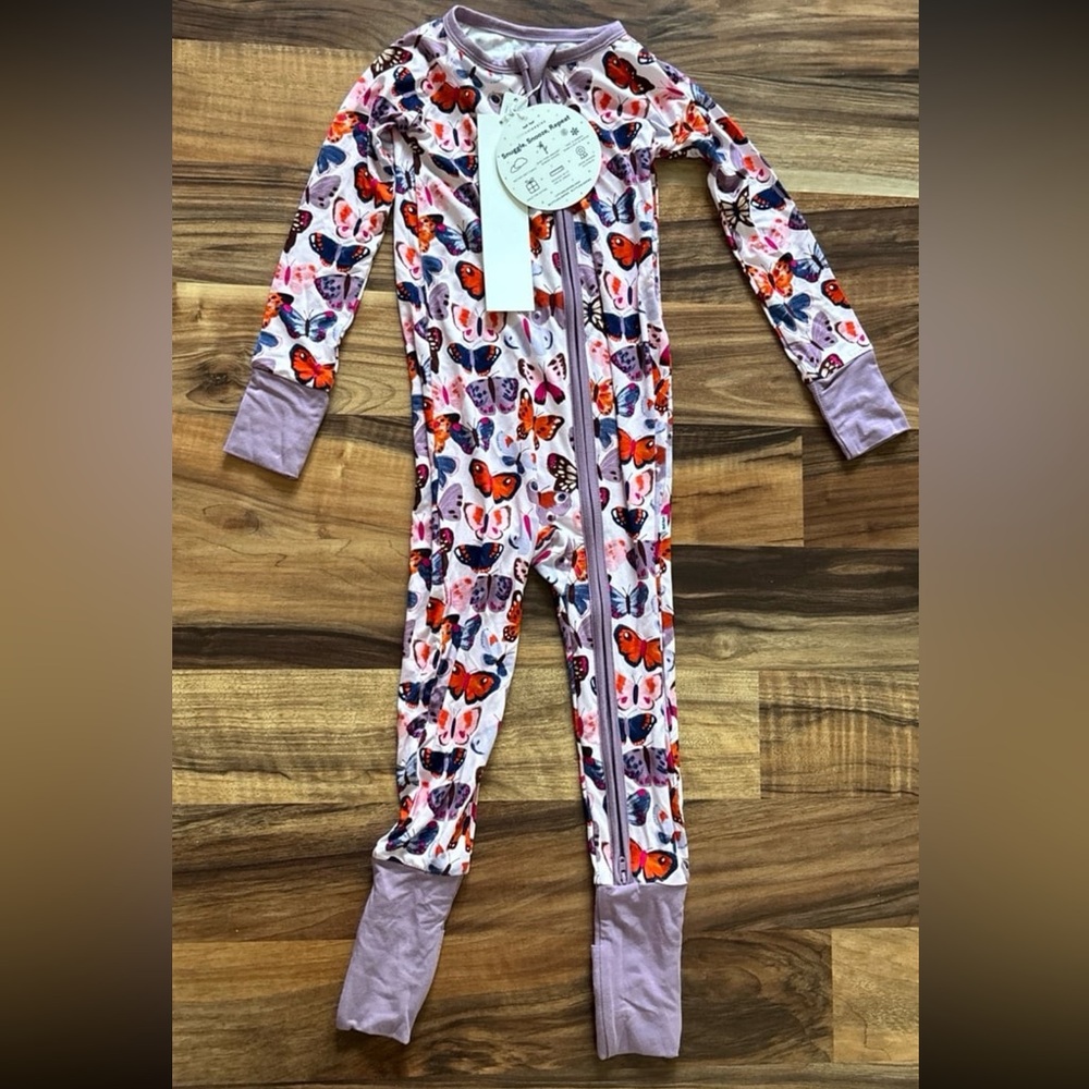 Little Sleepies Butterfly kisses Zip-Onepiece Pajamas